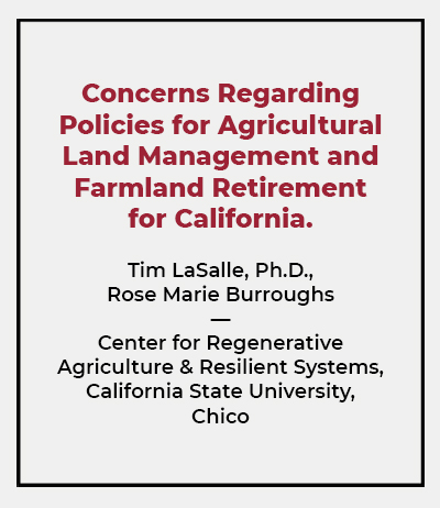 Concerns Regarding Policies for Agricultural Land Management and Farmland Retire