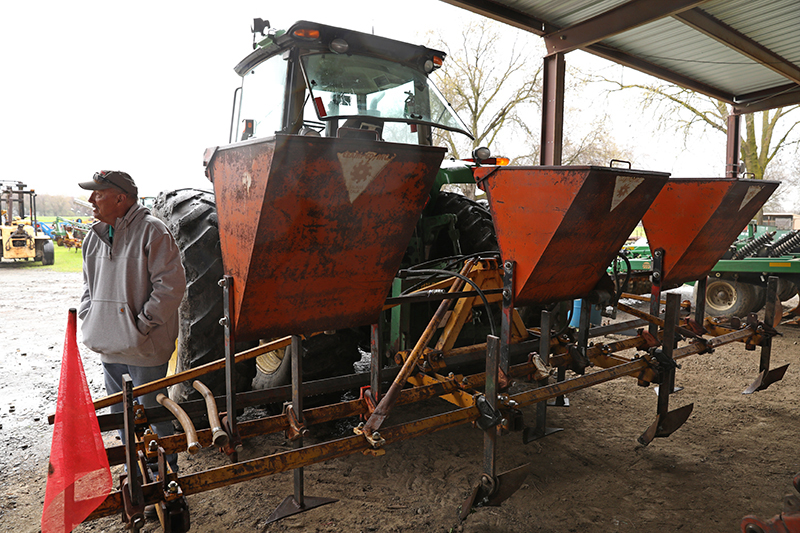 Inter-Row Cover Crop Seeder parked under cover