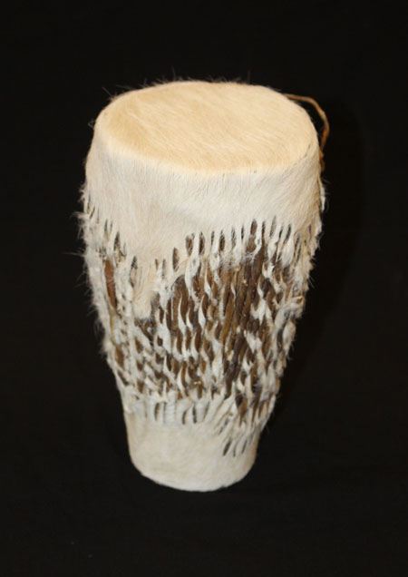small drum covered in animal skin