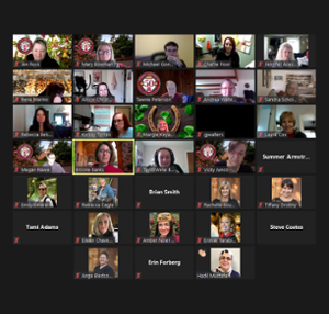 screen shot of the gallery of people in a Zoom meeting to honor the winner of the Wildcat Sponsorship Award