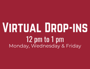 Virtual Drop-In Hours Clipart.  Mon, Wed, Fri from 12PM to 1PM