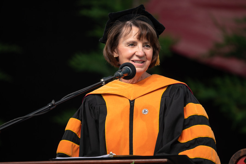 Provost Debra Larson in her academic regalia for graduation