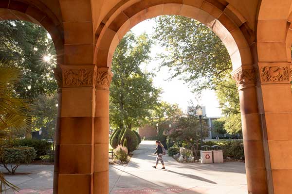 The arches of Kendall Hall exterior